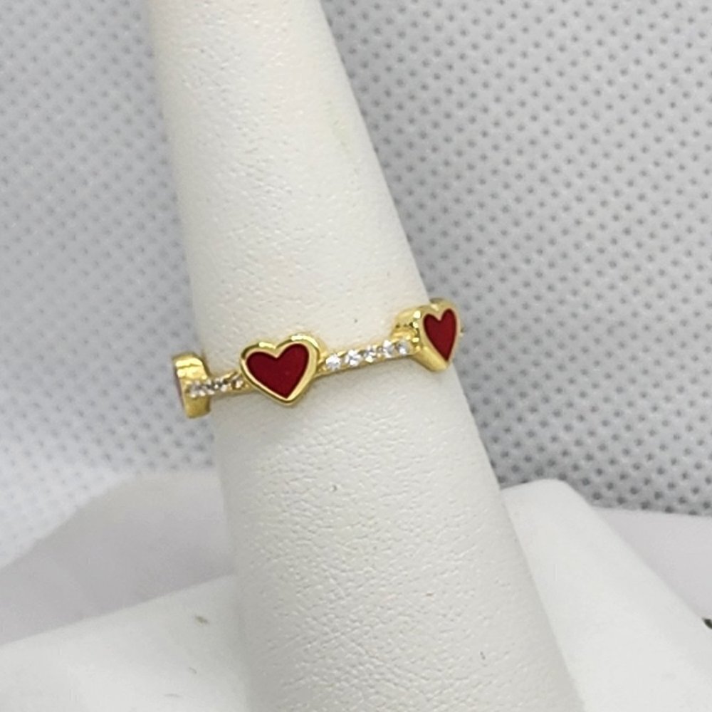 Brand New Sterling Silver 925 Multi RED Heart Ring